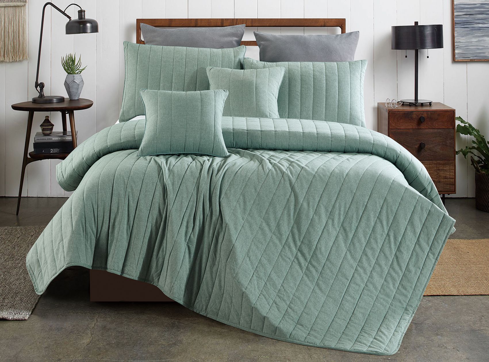 欧美纯色全棉水洗床盖简约风范系列