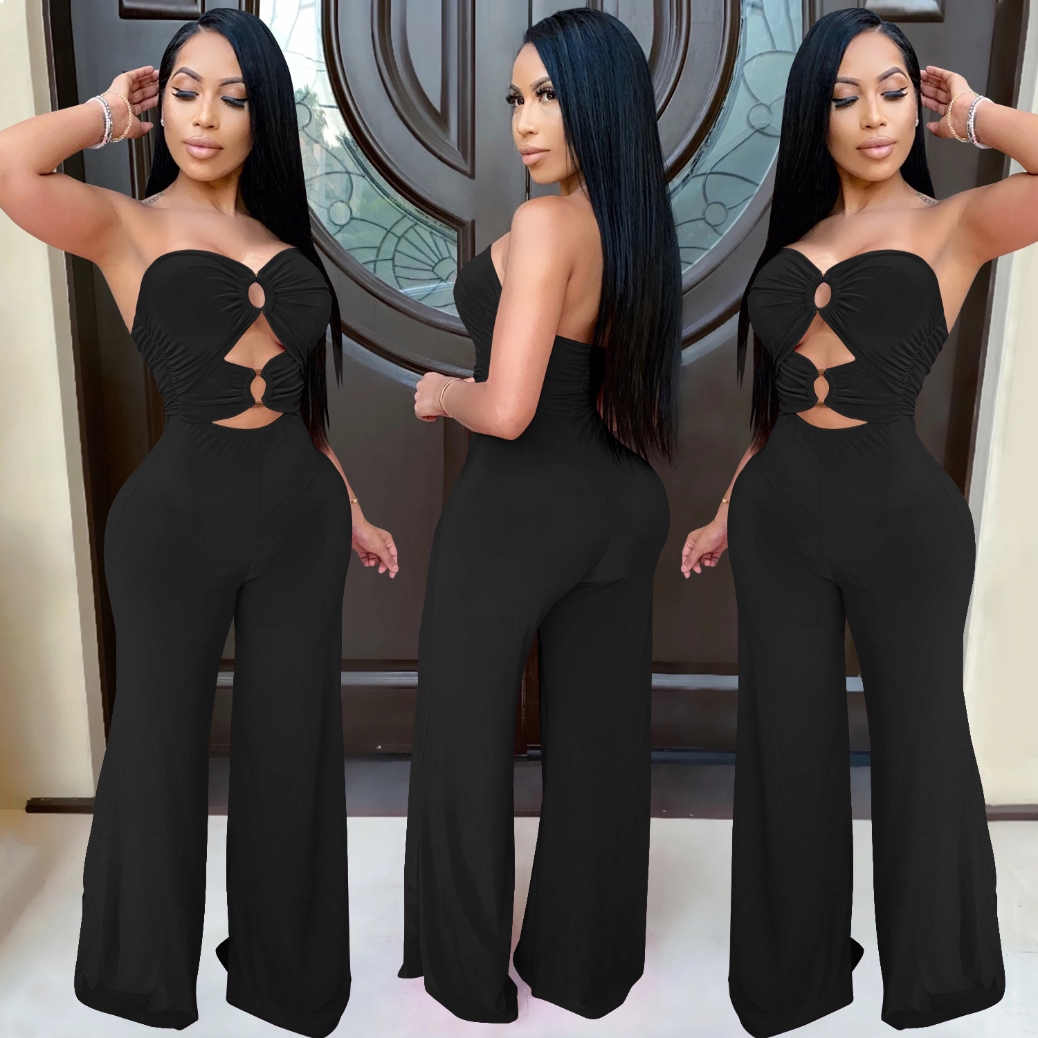 Breast-Wrapped Wide-Leg Jumpsuit NSXYZ81577