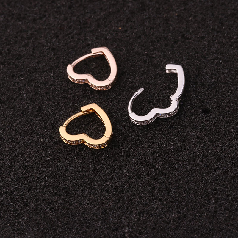 Fashion Mini Earrings Love Heart-shaped Zircon Earrings Wholesale display picture 3