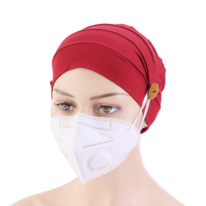 3pcs Anti strangulation mask hat nurse hat anti strangulation button headband hat Bamboo Fiber Modal cotton chemotherapy hat