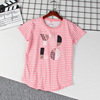 company Original Box The arrival of Comfortable and breathable!summer children Sequins Embroidery comfortable pure cotton stripe Short sleeved