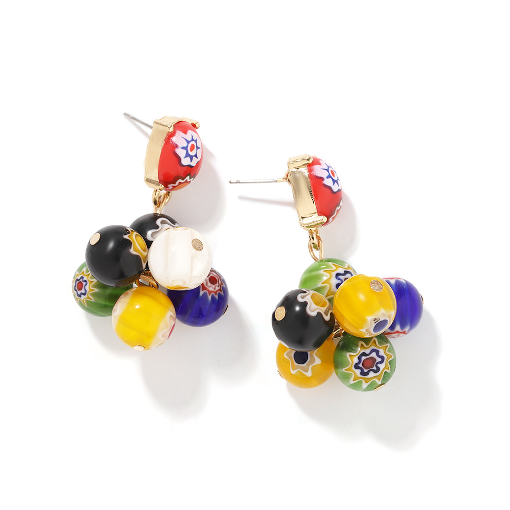 New Bohemian Ball Print Painted Earrings For Women Wholesale display picture 7