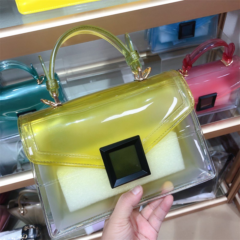 Clearance jelly bag, transparent pvc women's bag, gradient color small square bag, handbag, single-shoulder crossbody women's bag in stock undefined