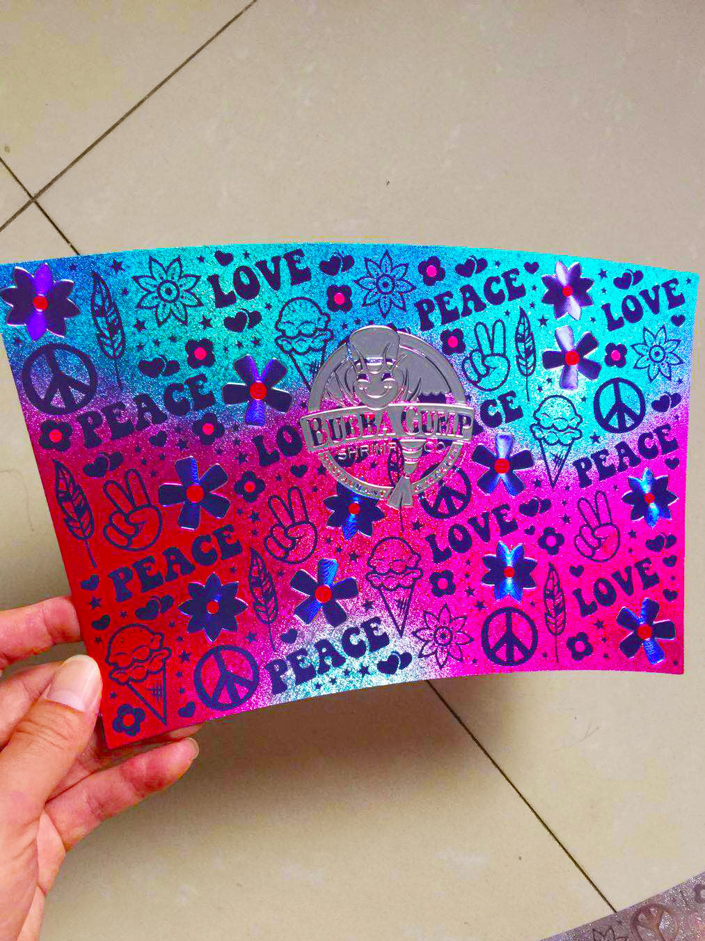 供应折光闪光浮雕压纹金箔银箔铝箔玻璃杯中间插卡标外围商标贴标