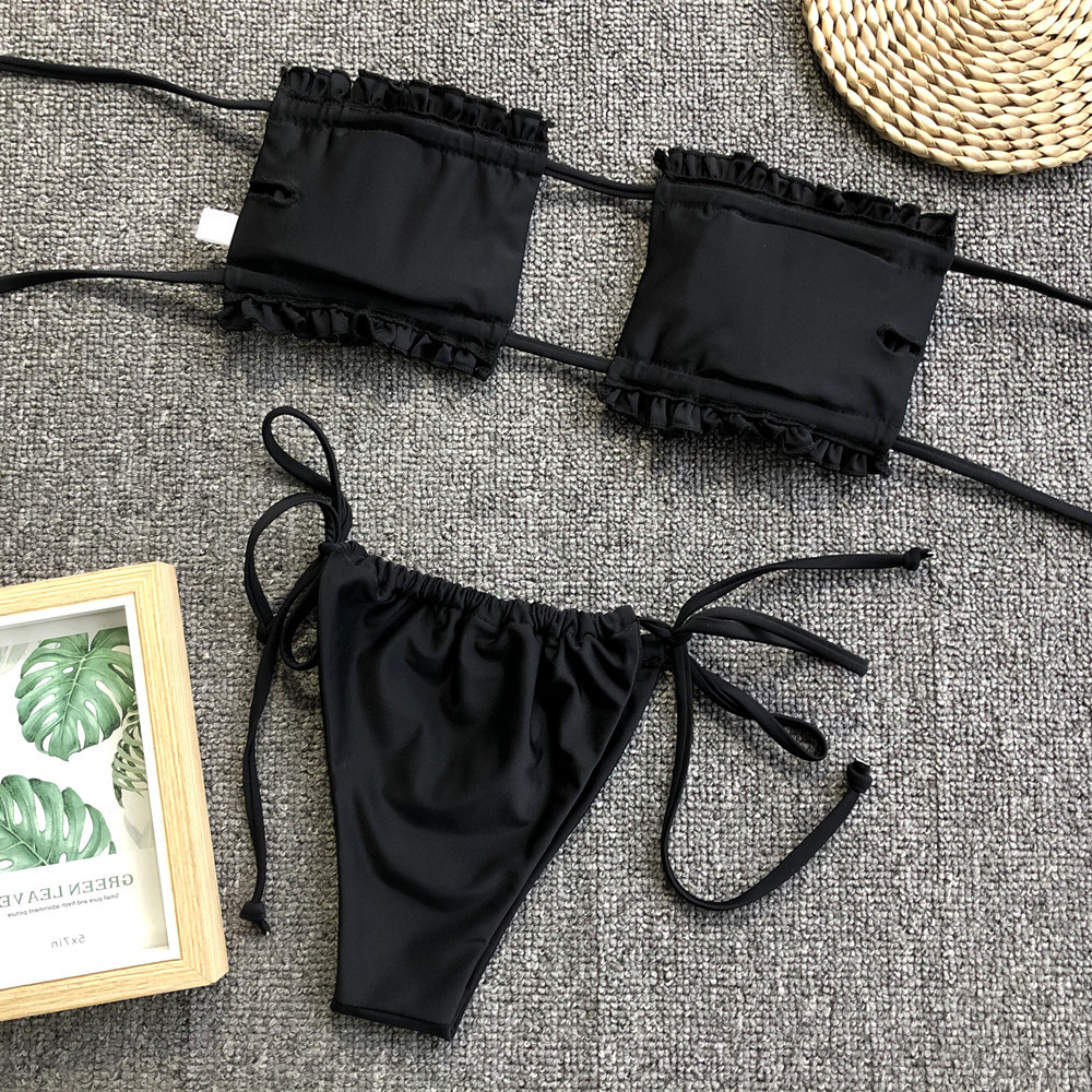  new swimwear sexy pleated hollow bikini NSDA547