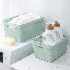 手提塑料收納筐桌面浴室雜物收納仿藤編花朵五格多功能收納籃