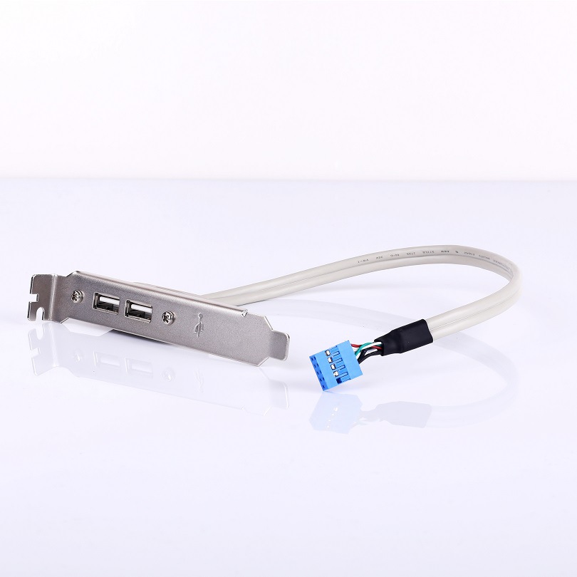 novo suporte de tamanho completo para usb fêmea painel traseiro encabeçamento conector cabo adaptador com placa slot pci