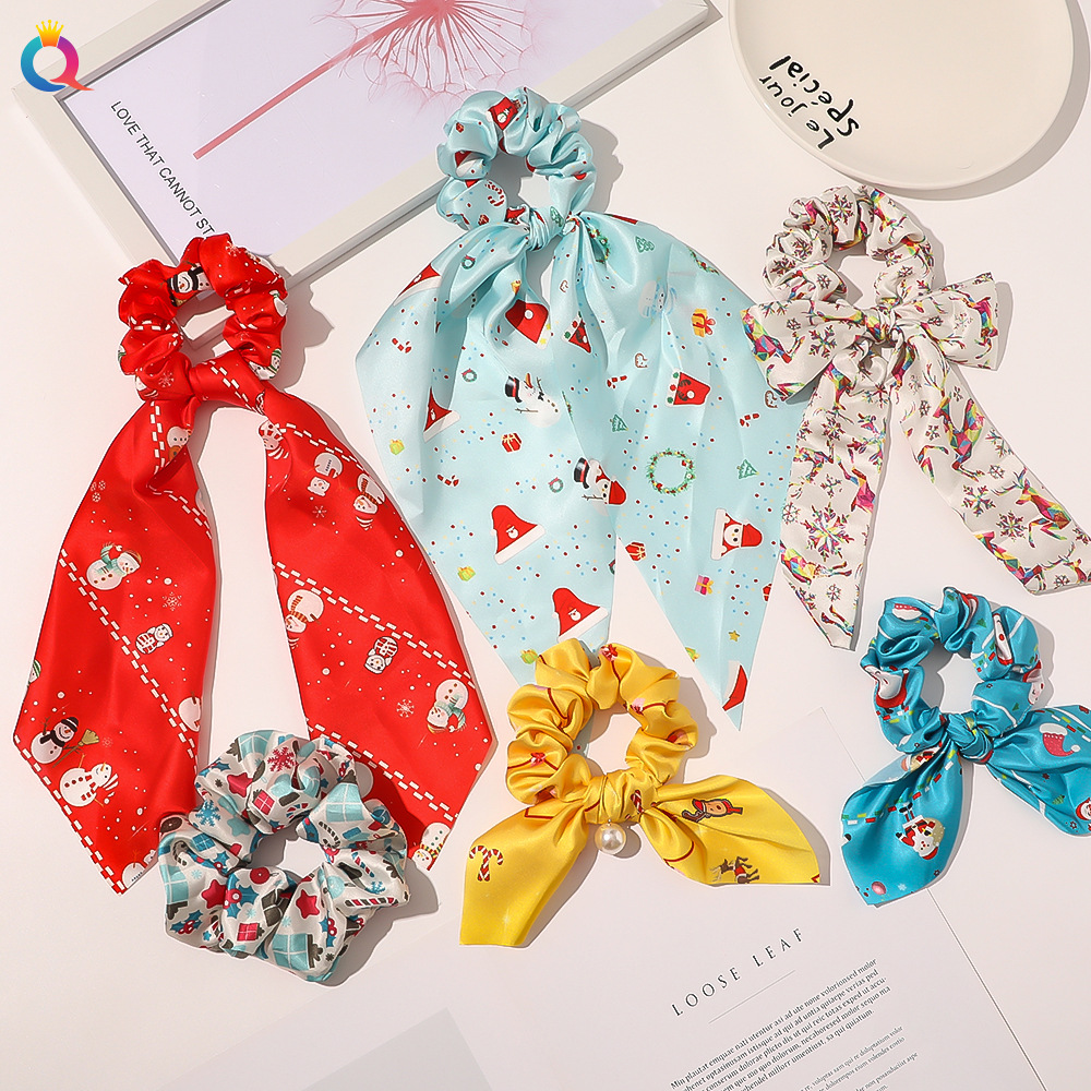 Bow Ribbon Sweet Christmas Simple Ponytail Large Intestine Hair Scrunchies display picture 25