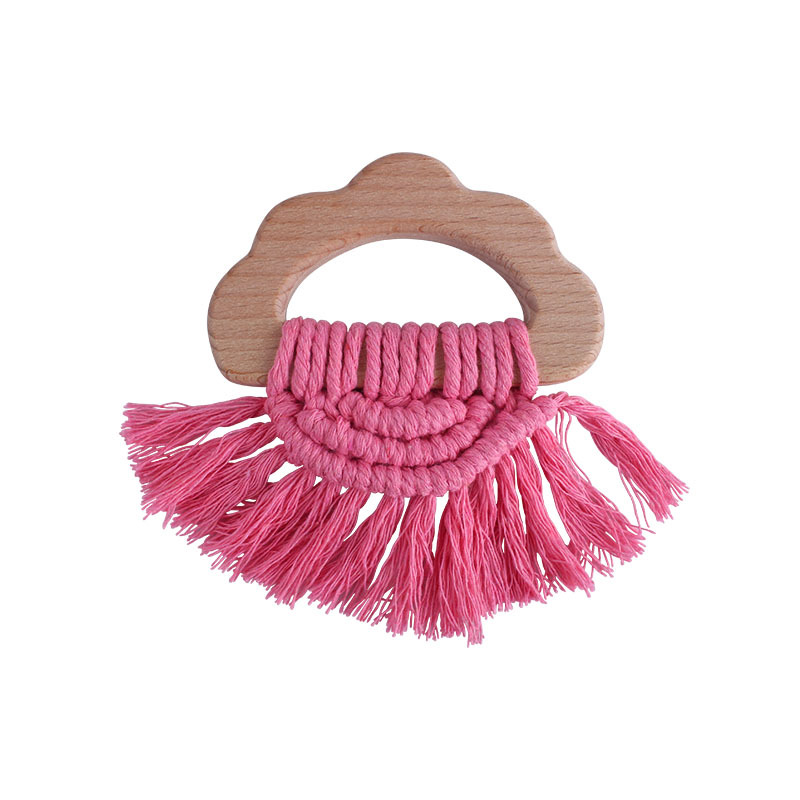 Bricolaje bebé creativo haya nube mordedor pulsera tejida a mano de algodón cuerda de juguete bebé dientes de molienda palo