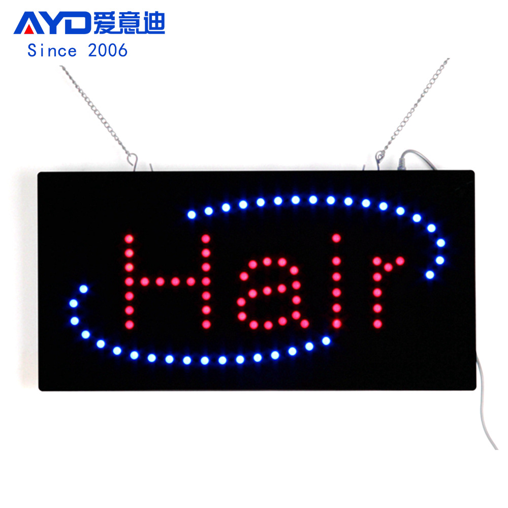 亚马逊出口货源 LED广告灯牌 理发店招牌 LED Hair Sign 48x24cm