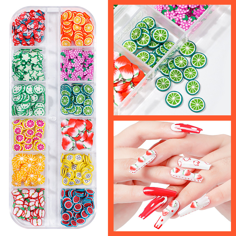 Taifei manicura fruta suave cerámica DIY tira caja fruta pequeña flor joyería uñas manicura uñas suave cerámica parche