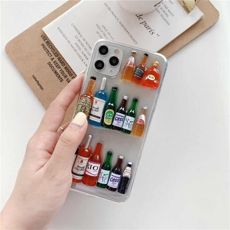 Cartoon Style, Cute Style Arylic Wine Bottle Handmade Cartoon Style Cute Phone Cases Phone Accessories