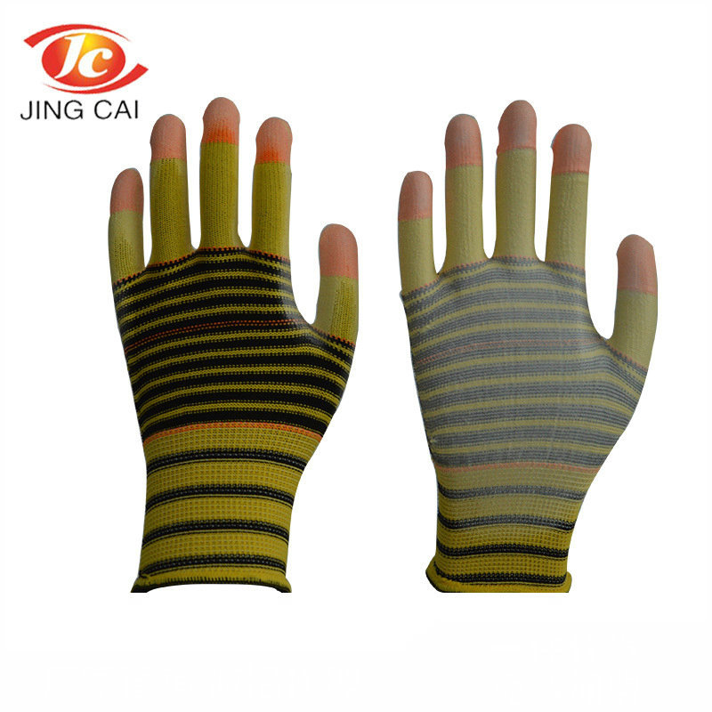 厂家批发PU防割防滑手套 挂胶皱纹防护手套 工业浸塑手套