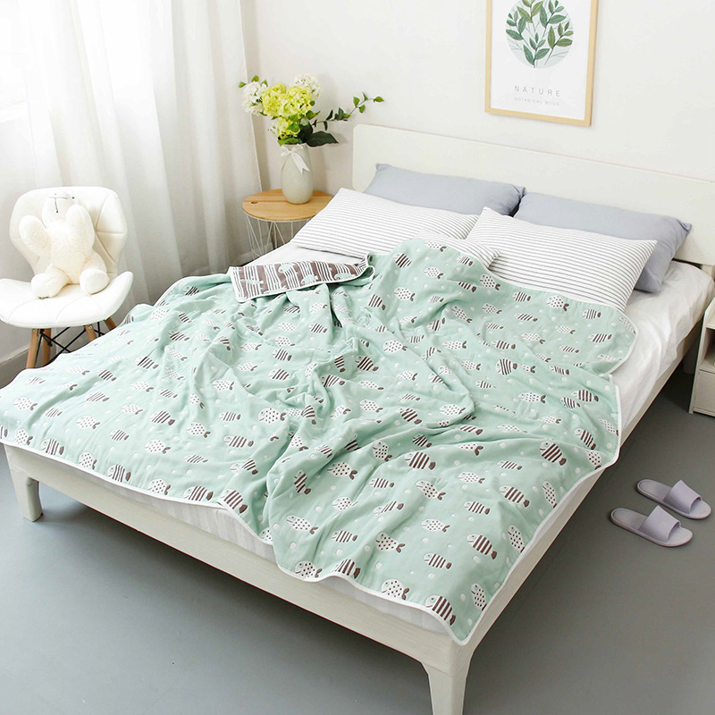 Gao Yang pure cotton Gauze Towel Single Double Blanket summer quilt Cartoon Jacquard weave adult
