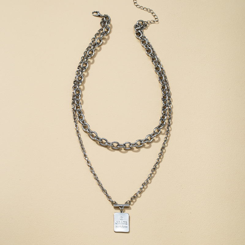 Retro Roman Big Letter Pendant Multi-layer Fashion Necklace display picture 2