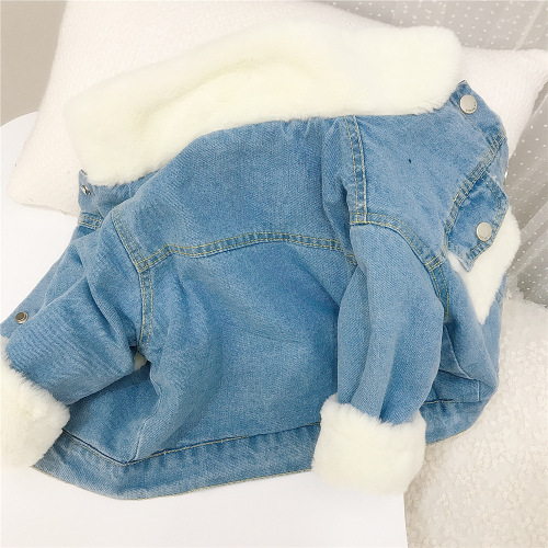 Korean children's imitation rabbit fur denim jacket  winter style girls' short denim tops boys' fleece jackets