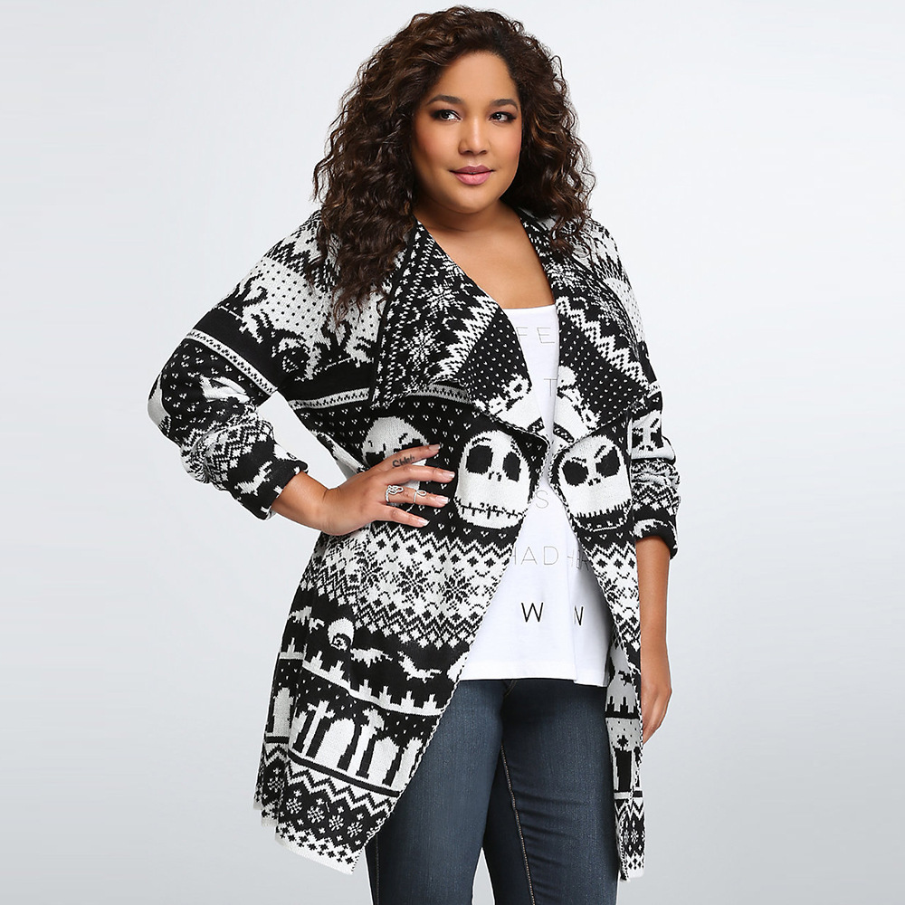 skull mid-length wool knitted cardigan nihaostyles clothing wholesale NSHYG72687