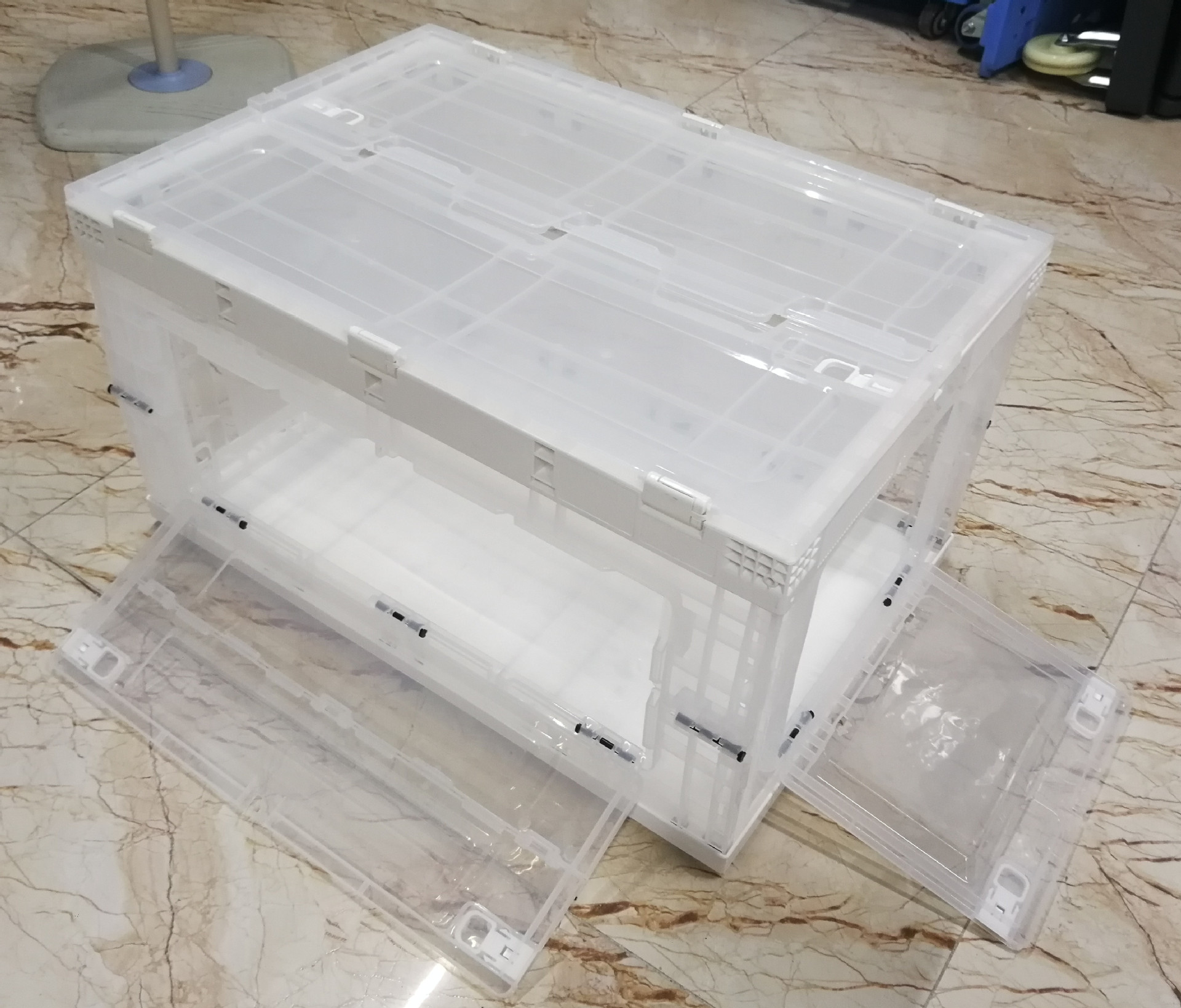 倉庫ソースプラスチック折りたたみ収納ボックス回転ボックス大型ドア付き車載収納ボックス整理ボックスプラスチック透明