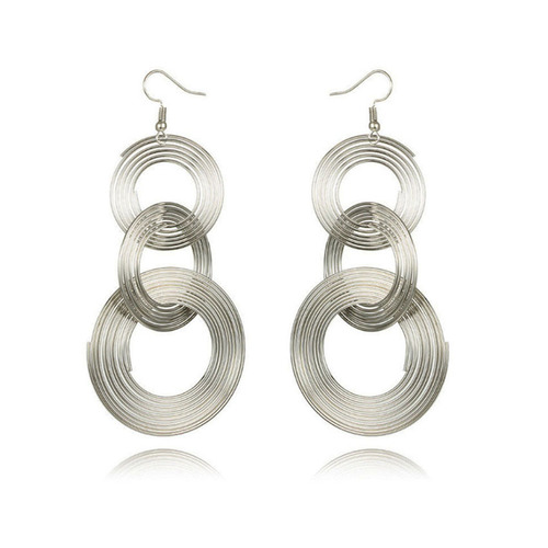 Exaggerated European and American retro geometric multi-layer metal circle earrings female Internet celebrity personality nightclub earrings earrings wholesale