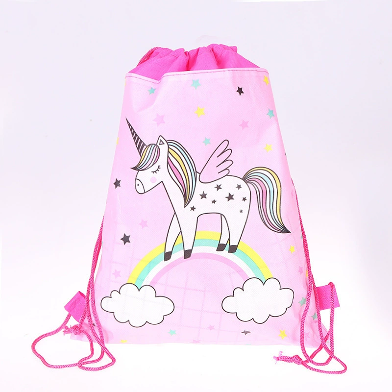 Drawstring Backpack Cartoon Storage Bag, Non-woven Double-Sided Pocket, 34×27 cm