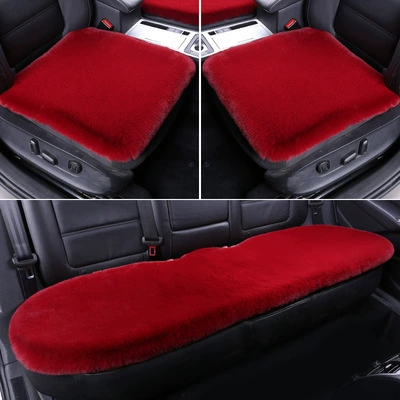Wool pad, Car Seat Cushion Imitation Rabbit Fur - big-red-three-piece-set