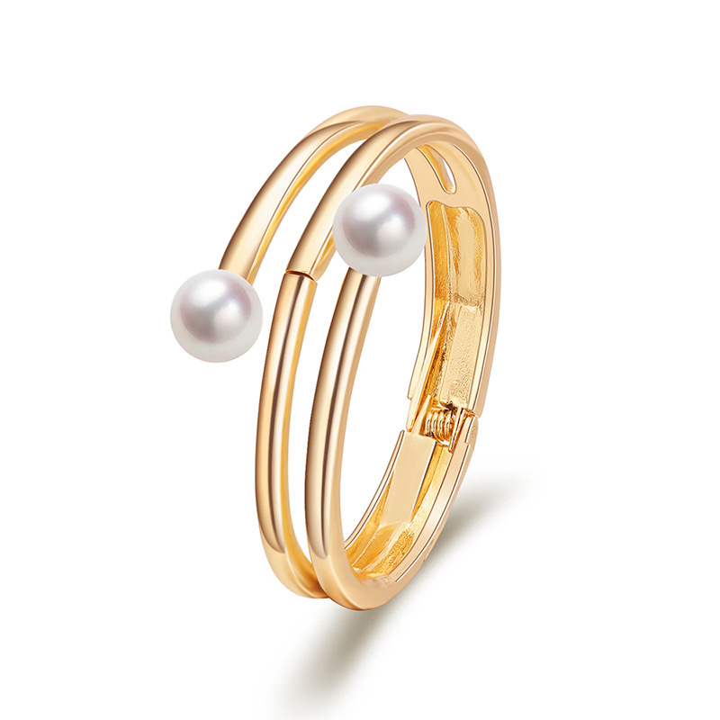 Fashion Double-headed Pearl Opening Bracelet