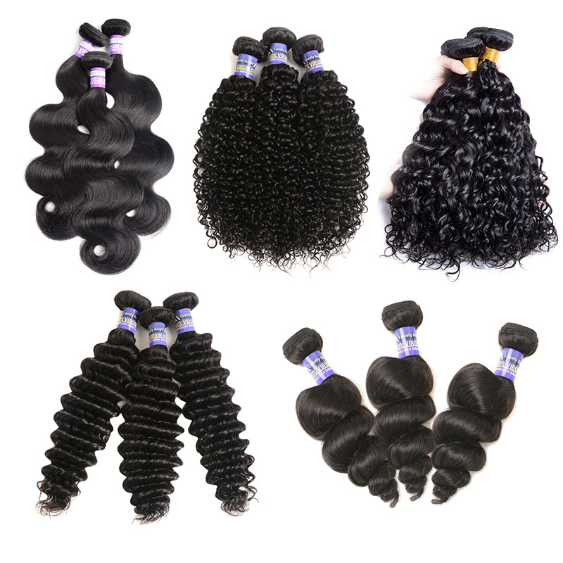 Human hair bundles curly loose water deep straight body hair