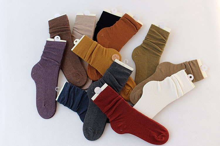 fashion new autumn and winter socks women s tube socks solid color pile socks NSFN4095