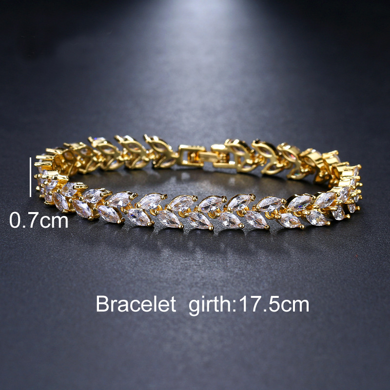 Geometric Pattern Elegant Luxurious Lady Geometric Copper Inlay Zircon Bracelets