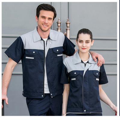 Short sleeved summer coverall suit customized men and women Thin section wear-resisting factory workshop Automobile Service jacket Labor uniforms Factory clothing