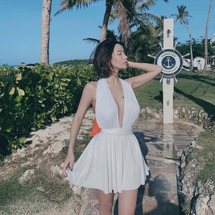 Origin source manufacturers wholesale sexy backless skirt holiday one-piece swimsuit women's bikini cross-border supply