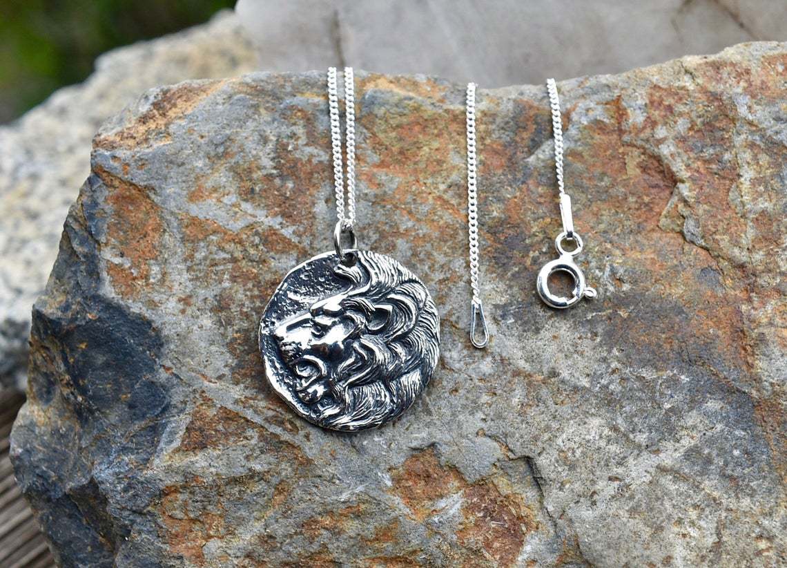 欧美时尚精品 专供饰品男士硬币吊坠泰银狮子头吊坠 复古钱币希腊男士项链 Fhsjp