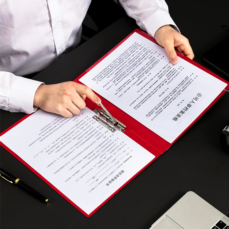 델리 폴더 레드 오피스 A4 폴더 단일 폴더 데이터 긴 충전 폴더 학생 분류 시험지 잡지