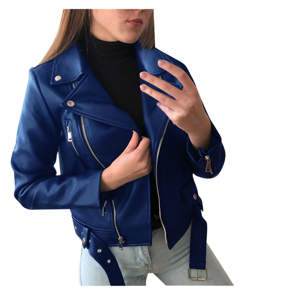 Women's Clothing Leather jacket women's 2024 new top autumn short spring PU motorcycle jacket slimming slim winter leather jacket_voghion.com