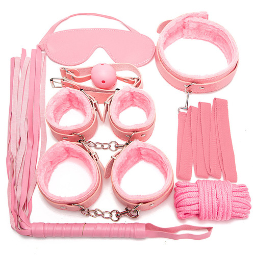 Lingering Plush SM Set Adult Toys Couple Training Handcuffs Bondage Restraint 7-Piece Set Alternative Sex Toy