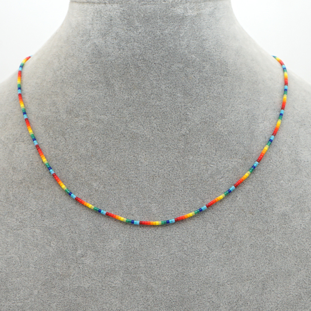 Bohemian Contrast Color Handmade Miyuki Bead Necklace display picture 2