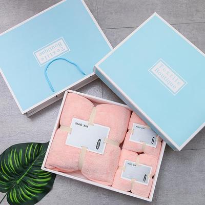 towel Bath towel High density Coral Three-piece Suite Gift box packaging gift welfare Sets of towels advertisement customized On behalf of