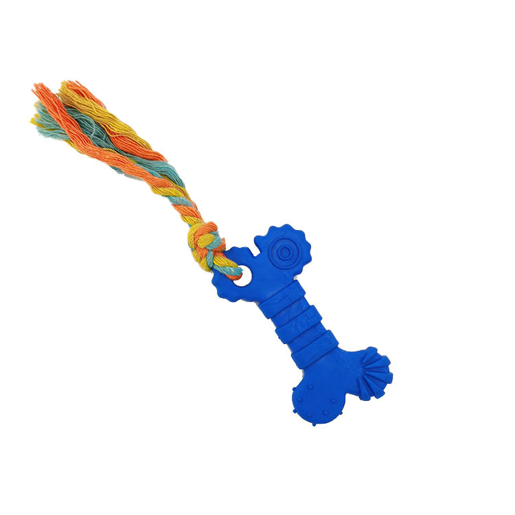 En stock juguete TPR resistente a mordeduras limpieza dental molar hueso vinculante cuerda perro juguete mascotas suministros fábrica al por mayor