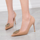 121-12 in Europe and the sexy party with high-heeled shoes with thin metal lighter point diamond buckle single shoe heels