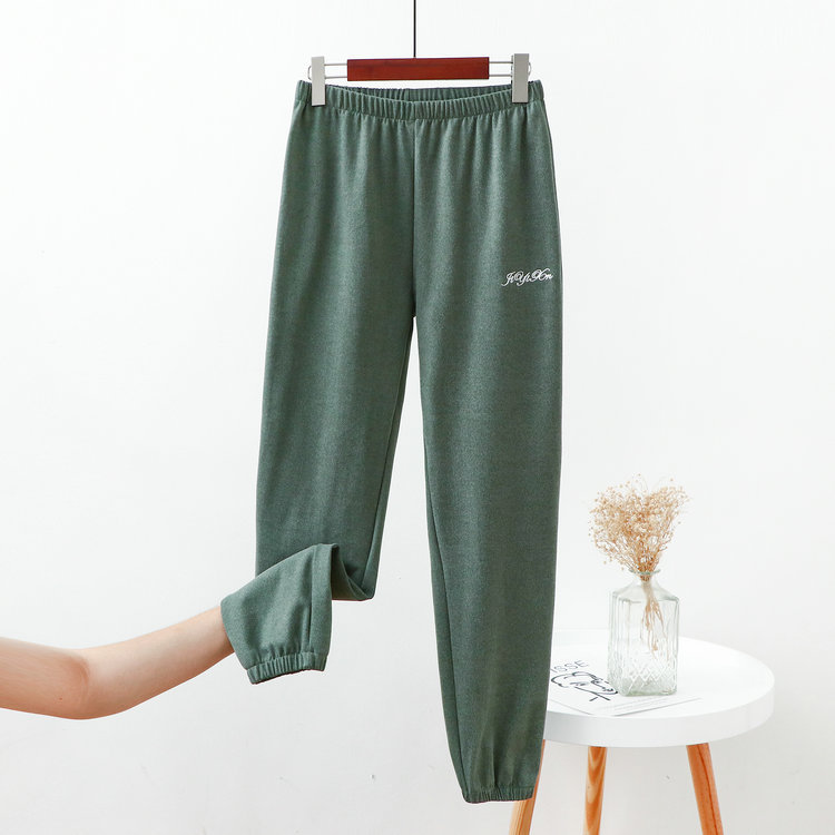 Corazón cálido homewear pantalones ropa de abrigo casual bloomers Otoño e Invierno suelto todo a juego de terciopelo casa tobillo-atado cálido perezoso pantalones de pijama