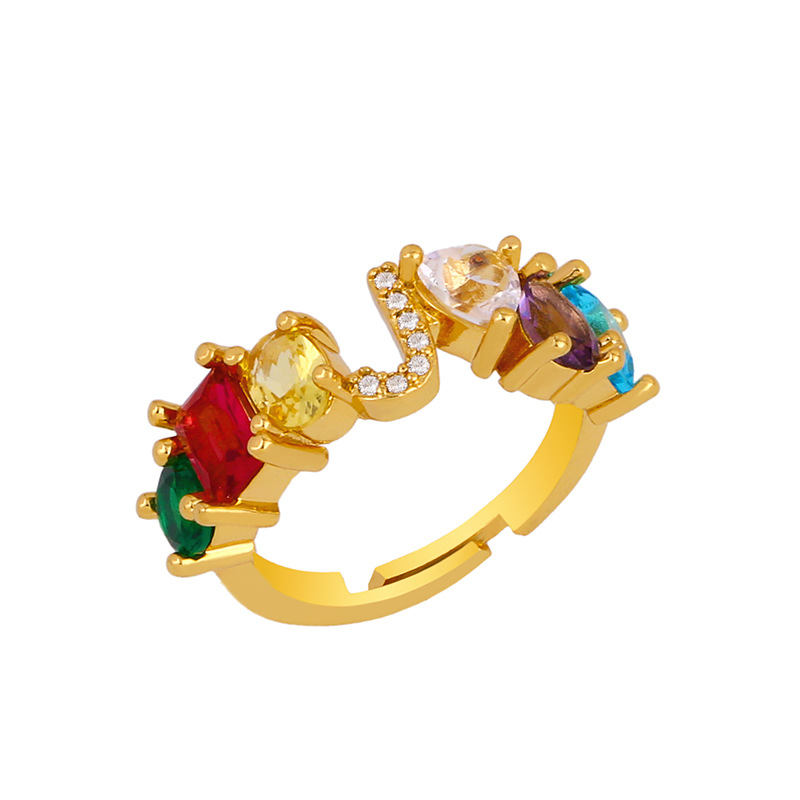12g Weight 18K Gold Plated Plating Material Artificial Gemstones Inlay Material Birthday Occasion Copper Material Letter Pattern Women'S Gender Plating Design Fashion Style Fashion Letter Copper 18k Gold Plated Artificial Gemstones In Bulk 11
