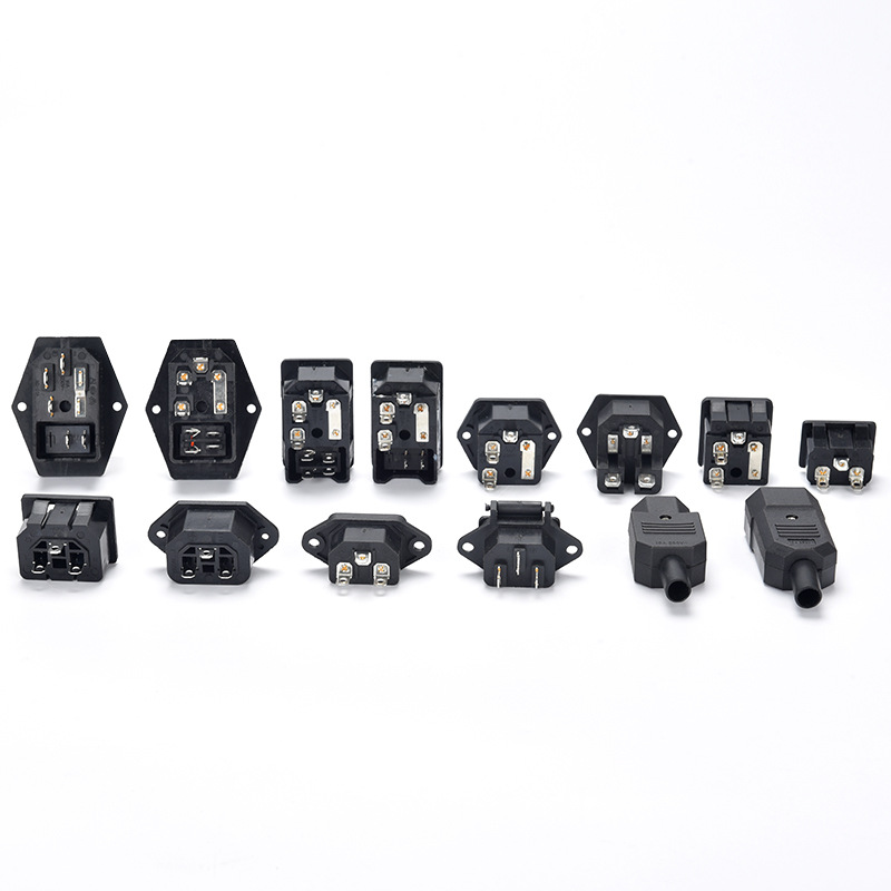 三芯AC電源插座二三合一品字卡式電源線座子公頭母頭10A開關插頭