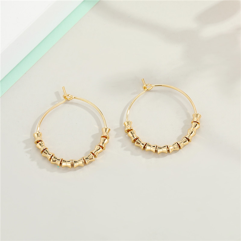 Fashion Simple All-match Color-preserving Gold Earrings Handmade Beaded Earrings Wild Basic Copper Ear Accessory Birthday Nihaojewelry display picture 3