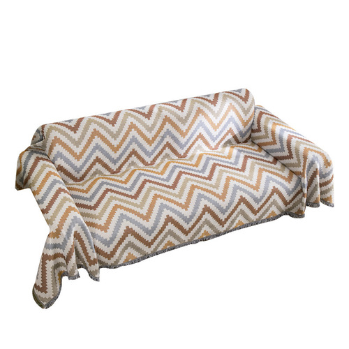 Jianju Wave Pattern Blue Heart Sea Pattern Sofa Blanket Living Room Coffee Table Sofa Blanket Geometric Splicing Pattern Soft Furnishing