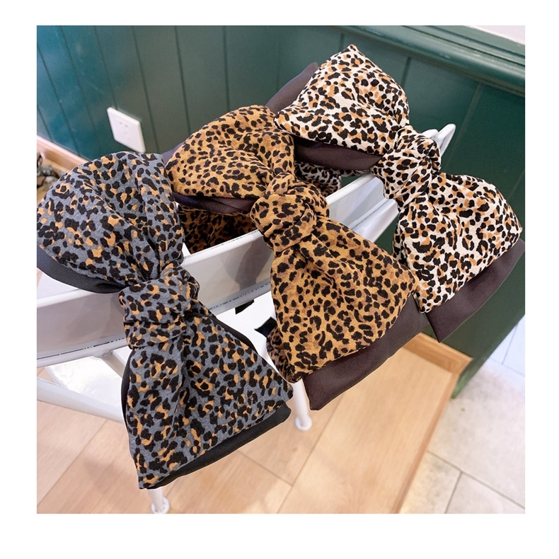 130g Weight Headwear Classification Festival Occasion Bow Knot Pattern Women'S Gender Retro Style Coffee, White, Blue, Black Color Leopard Print Big Bow Wide Headband 12