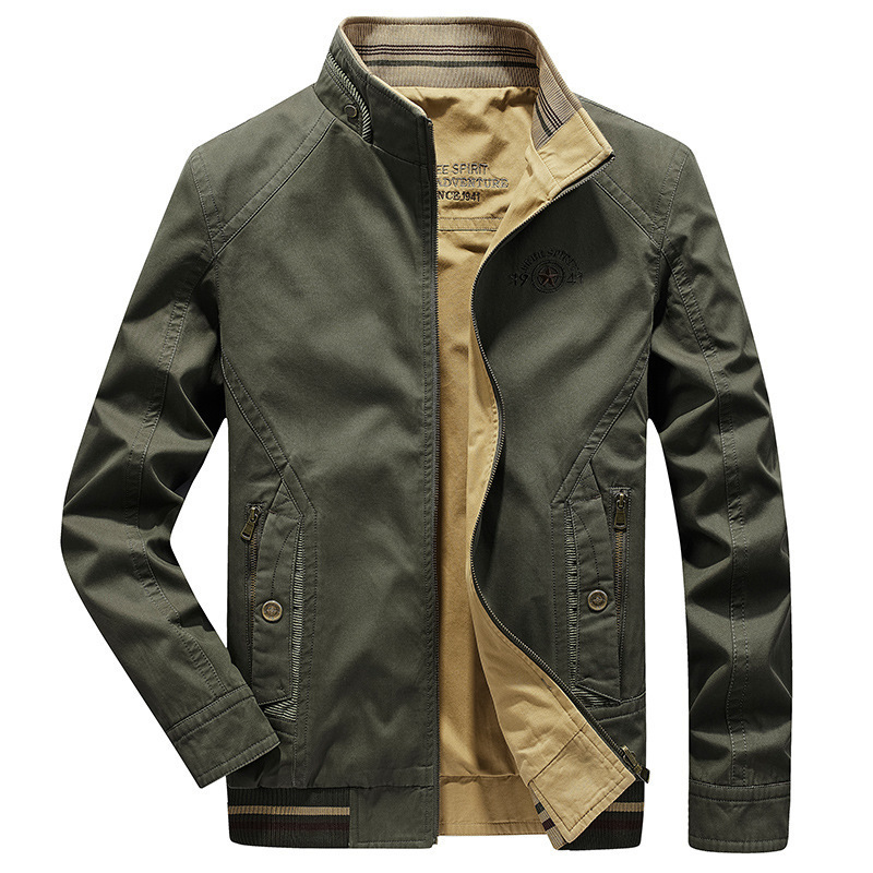 Primavera transfronteriza nueva chaqueta de ropa de hombre de doble cara, chaqueta de hombre de cuello vertical, chaqueta de hombre de doble cara