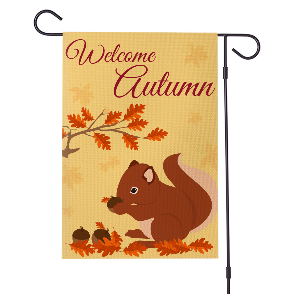 跨境热销  秋季花朵系列防水亚麻花园旗 双面庭院节日旗 支持定制