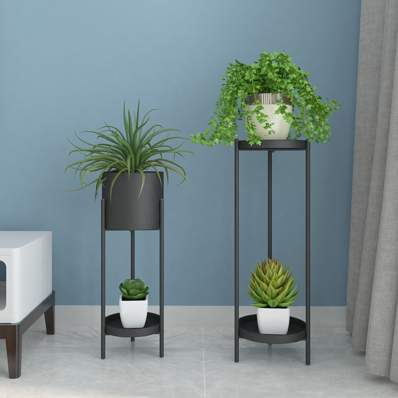 北欧铁艺花架子置物架阳台室内客厅多层轻奢绿萝花盆架落地式花几