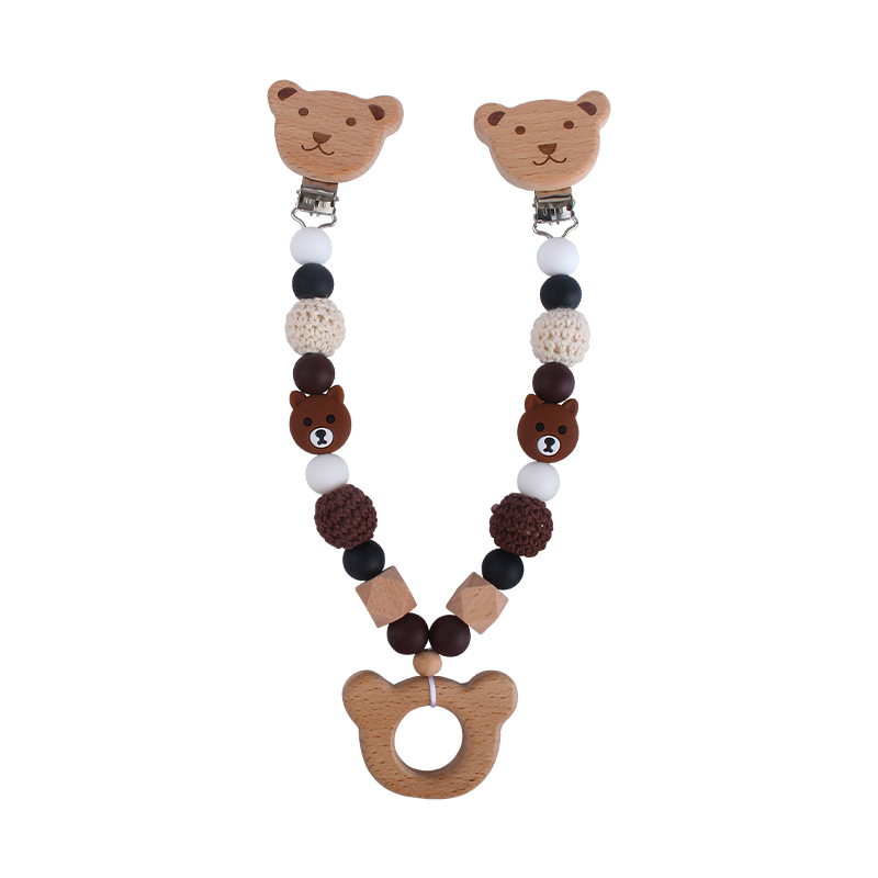 Bebé de dibujos animados Beech Fox estrella de cinco puntas cuentas de silicona chupete cadena pulsera juguete mordedor cochecito joyería colgante