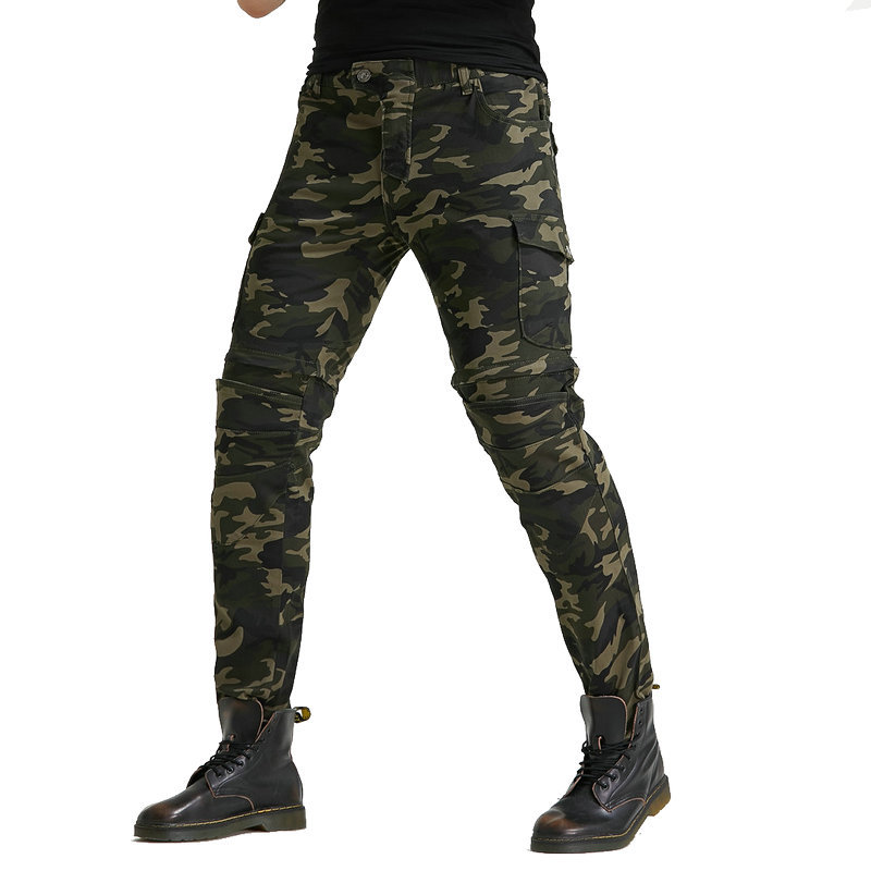 Directo de fábrica herramientas de camuflaje multi-Bolsa de la motocicleta pantalones vaqueros de la motocicleta de los hombres elásticos resistentes a la caída pantalones cortos